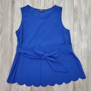 SHEIN Sleeveless Tie Waist Blue Top